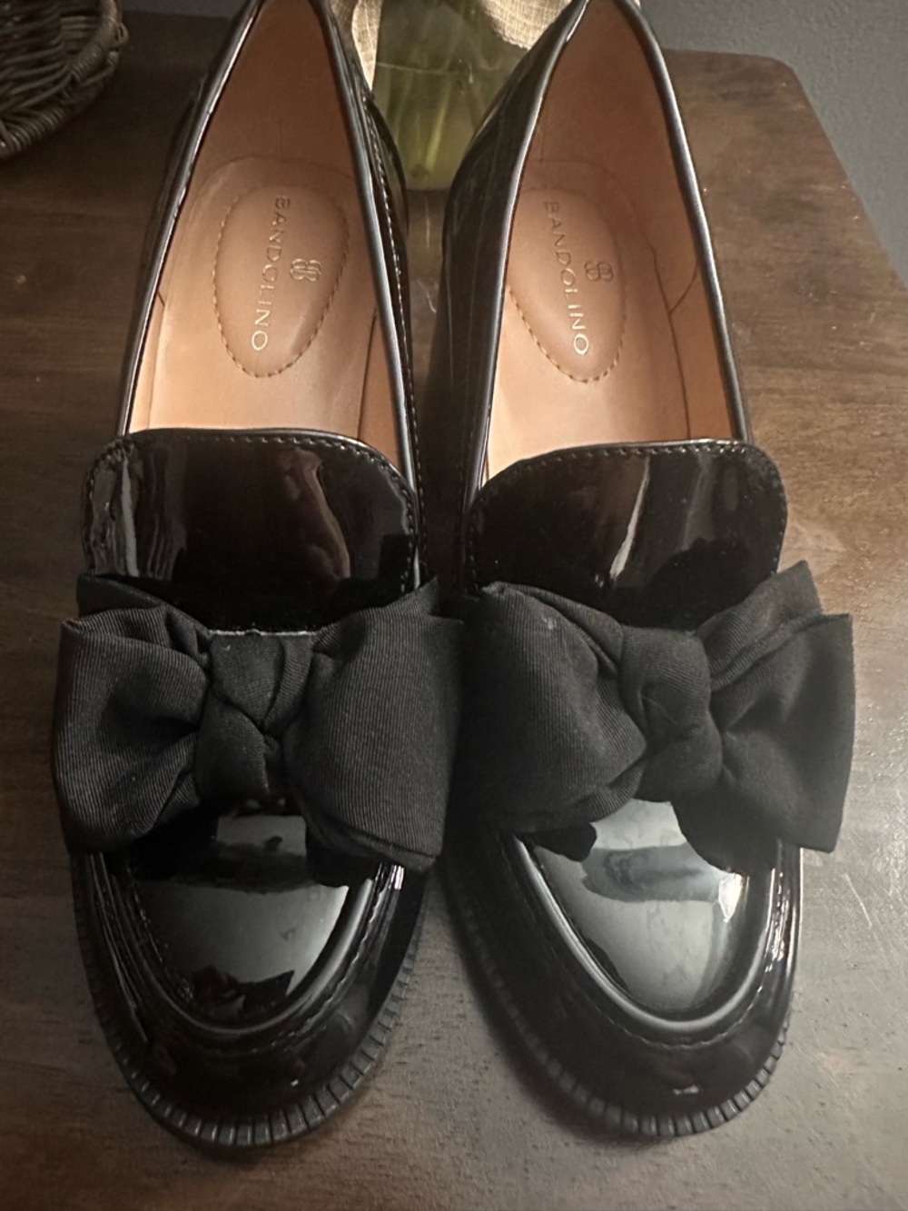 Bandolino Black Patent Bow Loafers